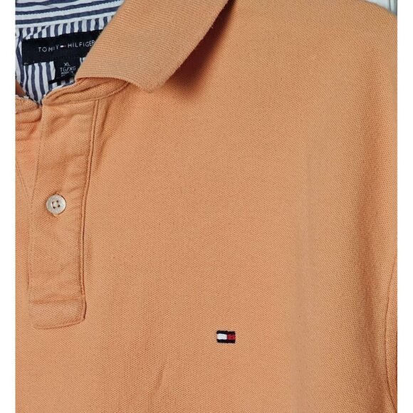 Mens Tommy Hilfiger XL Orange Polo Shirt Short Sleeve Athletic Golf Vacation - Picture 2 of 4